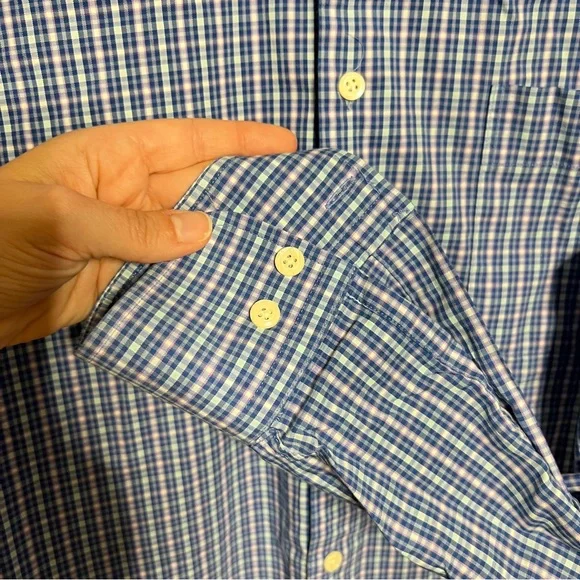 Peter Millar Crown Comfort Blue Gingham Button Down Shirt - Picture 3 of 10